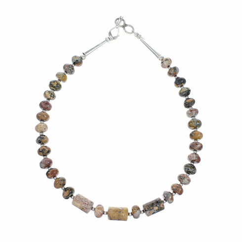 Sterling Silver Picture Jasper Navajo Bead Bracelet SX10726