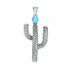 Sterling Silver Native American Turquoise Cactus Pendant SX10725