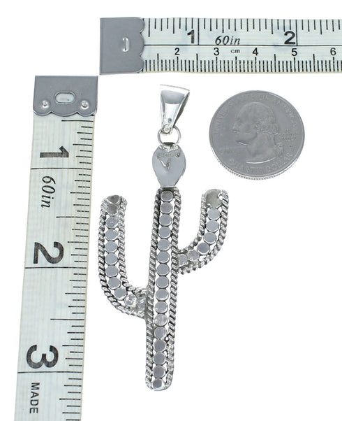 Sterling Silver Native American Turquoise Cactus Pendant SX10725