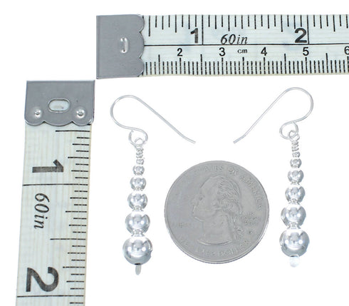 Native American Authentic Sterling Silver Hook Bead Earrings SX10755