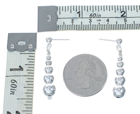 Native American Authentic Sterling Silver Post Bead Earrings SX10756