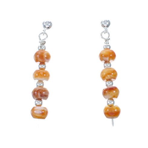 Navajo Sterling Silver Oyster Shell Bead Post Dangle Earrings SX10759