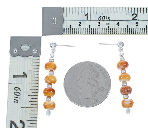 Navajo Sterling Silver Oyster Shell Bead Post Dangle Earrings SX10759
