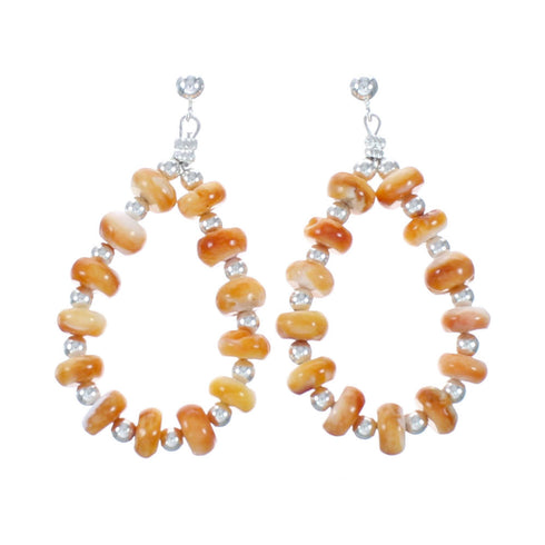 Navajo Sterling Silver Oyster Shell Bead Post Dangle Earrings SX10761