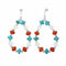 Genuine Turquoise And Coral Sterling Silver Post Dangle Earrings SX10768