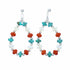 Genuine Turquoise And Coral Sterling Silver Post Dangle Earrings SX10768