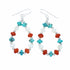 Genuine Turquoise And Coral Sterling Silver Hook Dangle Earrings SX10767