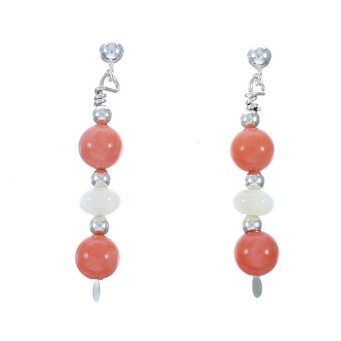 Genuine Navajo Sterling Silver Multicolor Bead Post Dangle Earrings SX10774