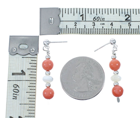 Genuine Navajo Sterling Silver Multicolor Bead Post Dangle Earrings SX10774