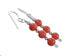 Navajo Pink Coral Sterling Silver Bead Hook Dangle Earrings SX10772