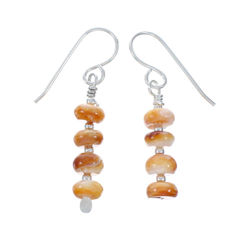 Navajo Sterling Silver Oyster Shell Bead Hook Dangle Earrings SX10758