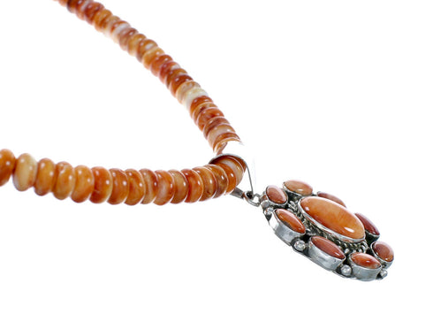 Native American Navajo Oyster Shell Bead Sterling Silver Necklace Pendant Set SX10747