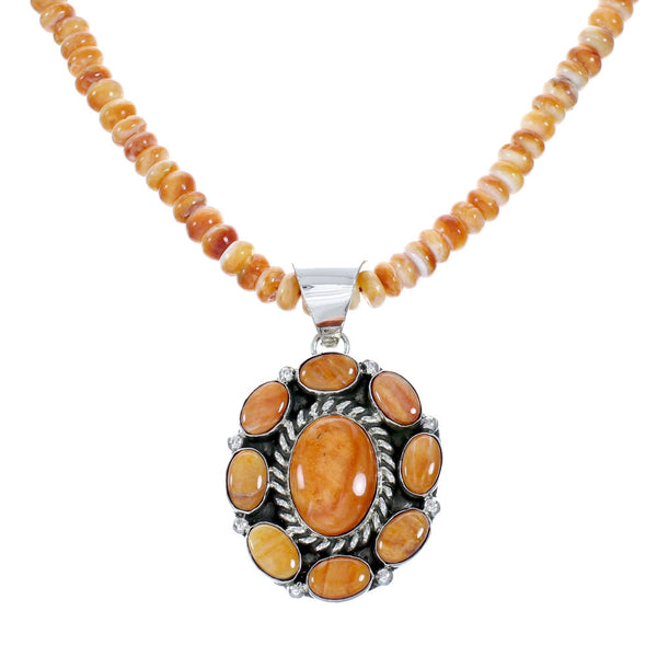 Navajo Oyster Shell Bead Sterling Silver Necklace Pendant Set SX10748