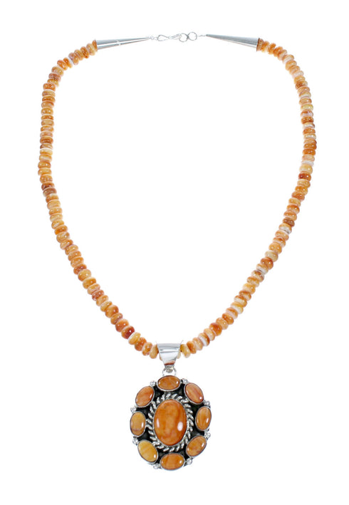 Navajo Oyster Shell Bead Sterling Silver Necklace Pendant Set SX10748