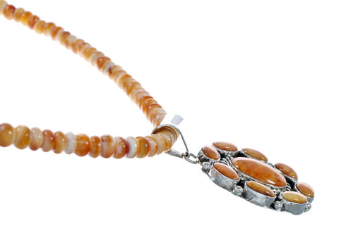 Navajo Oyster Shell Bead Sterling Silver Necklace Pendant Set SX10748