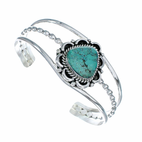 American Indian Navajo Sterling Silver Turquoise Cuff Bracelet SX10740