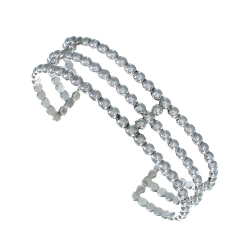 Unique Beaded Sterling Silver American Indian Cuff Bracelet SX10737