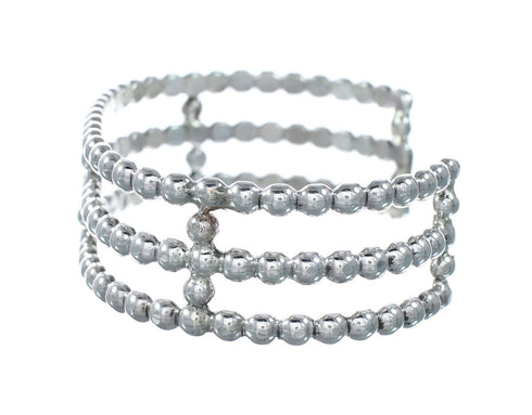 Unique Beaded Sterling Silver American Indian Cuff Bracelet SX10737