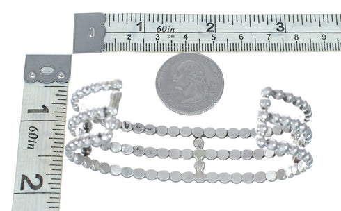 Unique Beaded Sterling Silver American Indian Cuff Bracelet SX10737
