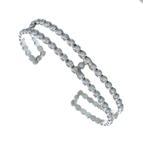 Unique Beaded Sterling Silver American Indian Cuff Bracelet SX10738