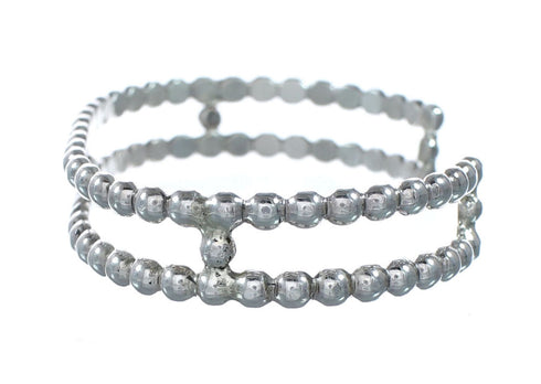 Unique Beaded Sterling Silver American Indian Cuff Bracelet SX10738