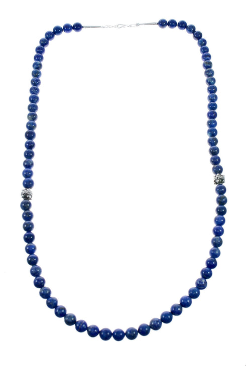 Sterling Silver Navajo Lapis Bead Necklace SX10749