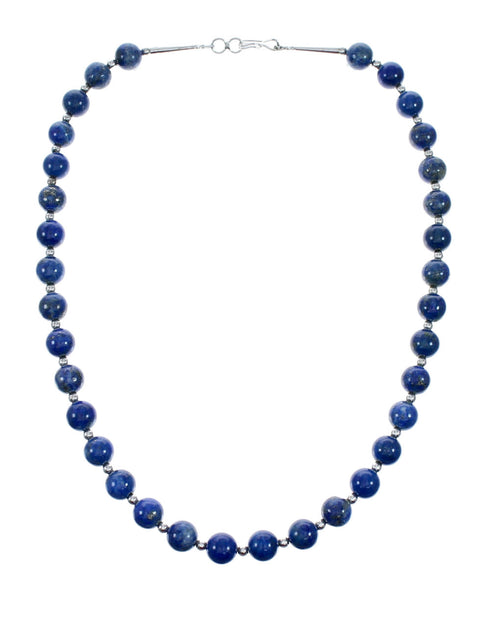 Navajo Sterling Silver Lapis Bead Necklace SX10750