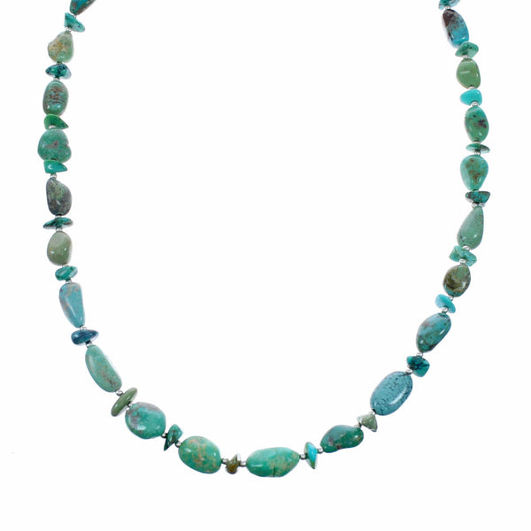 Genuine Navajo Turquoise Sterling Silver Jewelry Bead Necklace SX10754