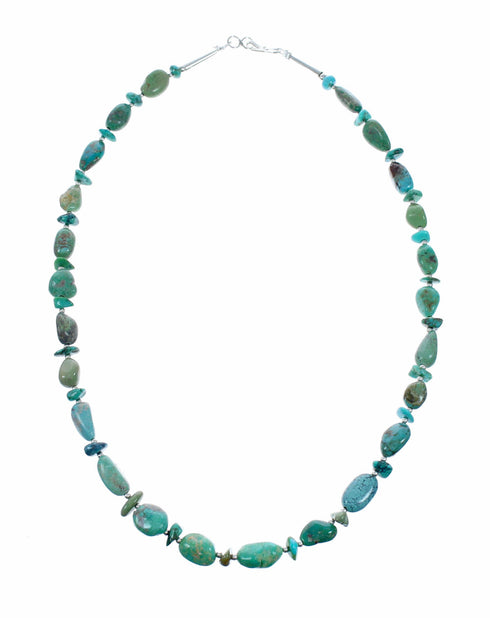 Genuine Navajo Turquoise Sterling Silver Jewelry Bead Necklace SX10754