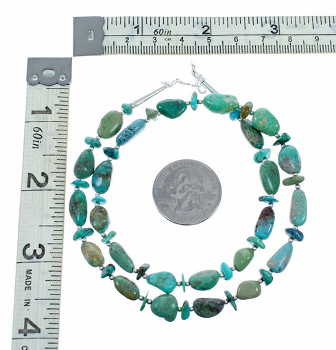 Genuine Navajo Turquoise Sterling Silver Jewelry Bead Necklace SX10754
