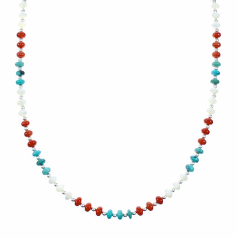 Navajo Multicolor Sterling Silver Bead Necklace SX10751