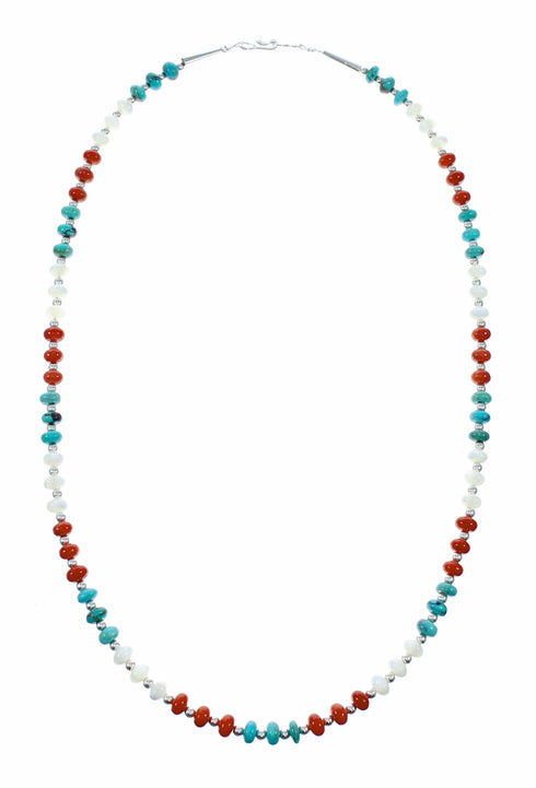 Navajo Multicolor Sterling Silver Bead Necklace SX10751