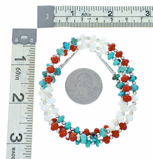 Navajo Multicolor Sterling Silver Bead Necklace SX10751