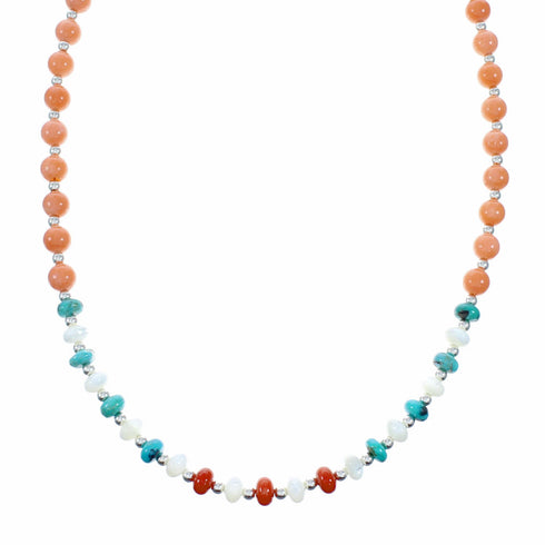 Sterling Silver Navajo Multicolor Bead Necklace SX10752