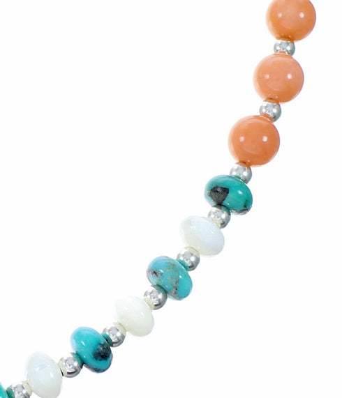 Sterling Silver Navajo Multicolor Bead Necklace SX10752