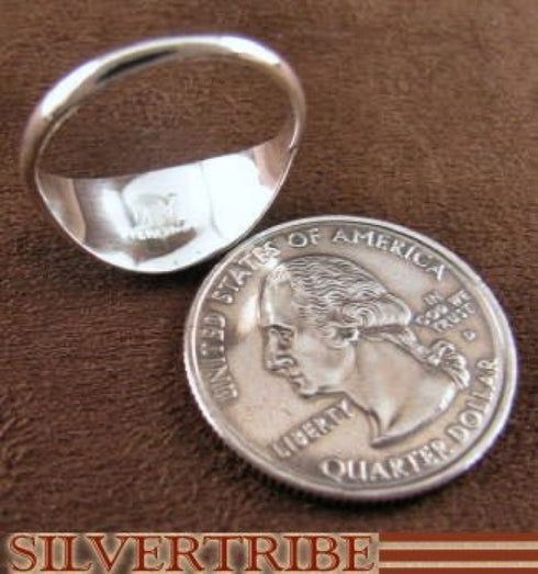 Sterling Silver Jewelry Turquoise Inlay Ring Size 5-3/4 HS42759