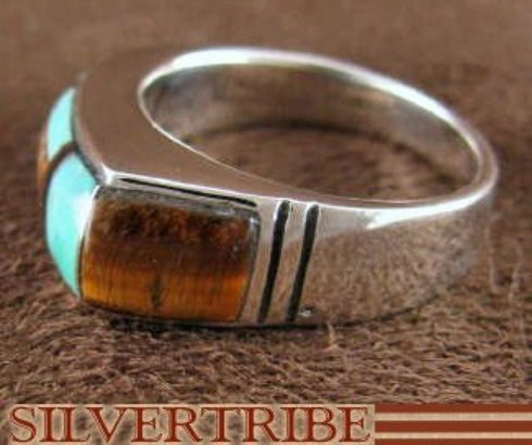 Sterling Silver Tiger Eye Multicolor Ring Size 5-1/2 Jewelry HS35551
