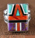 Sterling Silver Turquoise Multicolor Inlay Ring Size 8-1/4 NS35522