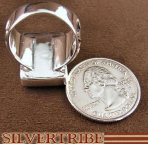 Sterling Silver Turquoise Multicolor Inlay Ring Size 8-1/4 NS35522