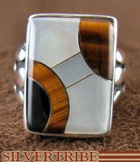 Sterling Silver Mother of Pearl Multicolor Ring Size 8-1/4 NS35608