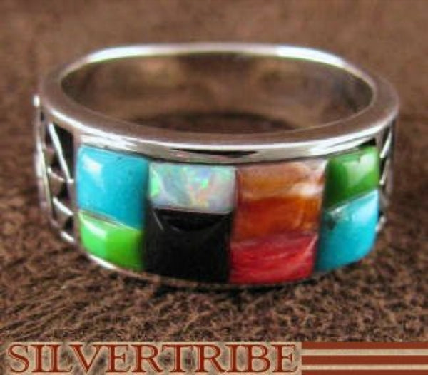 Sterling Silver Turquoise Multicolor Jewelry Ring Size 5-3/4 RS35537