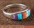 Turquoise Multicolor Inlay Sterling Silver Ring Size 4-3/4 NS36227