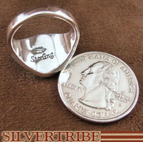 Genuine Sterling Silver Turquoise Opal Inlay Ring Size 6-3/4 NS36476