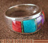Sterling Silver Turquoise Multicolor Inlay Ring Size 8-1/2 NS36542