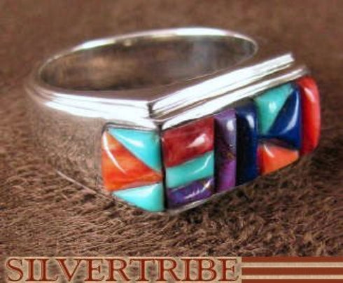 Sterling Silver Jewelry Turquoise Multicolor Ring Size 8-1/2 HS35881