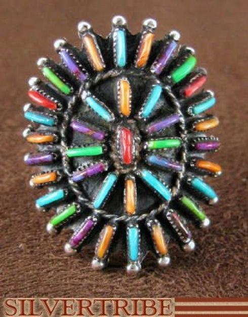 Multicolor Turquoise Genuine Sterling Silver Ring Size 5-1/4 AS36272