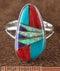 Multicolor Inlay Jewelry Sterling Silver Ring Size 7-1/2 NS37219