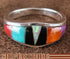 Sterling Silver Turquoise Multicolor Inlay Ring Size 5-3/4 RS37221
