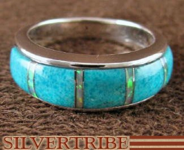 Opal And Turquoise Genuine Sterling Silver Ring Size 5-3/4 RS37327