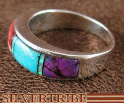 Sterling Silver Turquoise Multicolor Ring Jewelry Size 5-3/4 RS37366